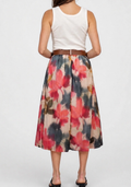 Jupe midi fluide Flora – Beige & Corai